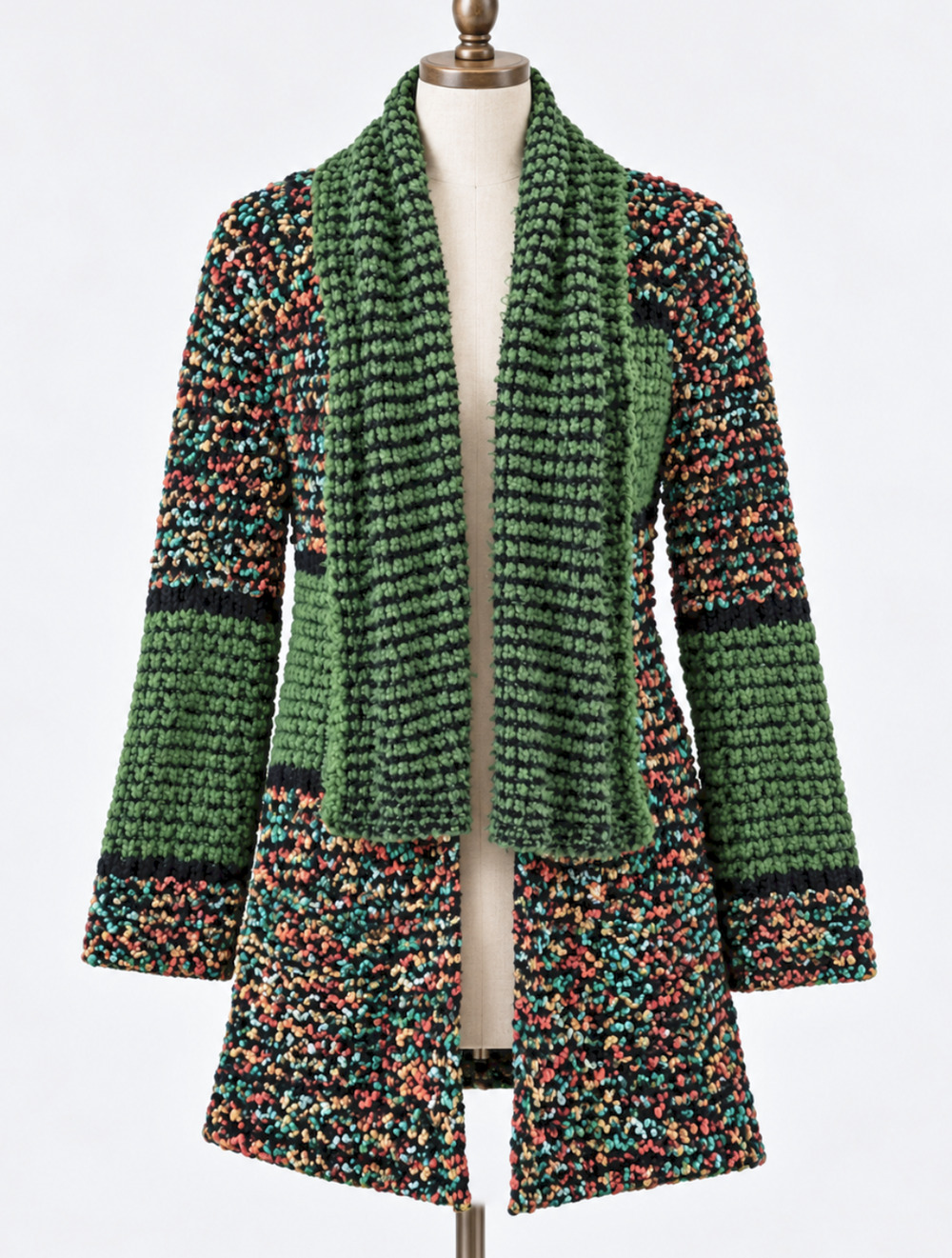 Pyramid Collection Greensleeves Cardigan Sweater Jacket Green Multicolor 2X NWOT